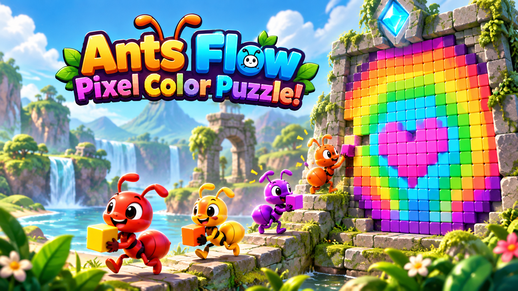Ants Flow: Pixel Color Puzzle!
